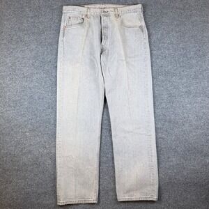 Vintage Levis 501 Jeans Mens 36x32 Gray Faded Denim Button Fly Made in USA 90s